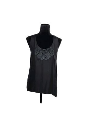 Stella Mccartney Black Silk Scoop Neck Racerback Tank Top Size 40
